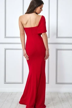 Maxi Dresses^* One Shoulder Fan Maxi Dress Red