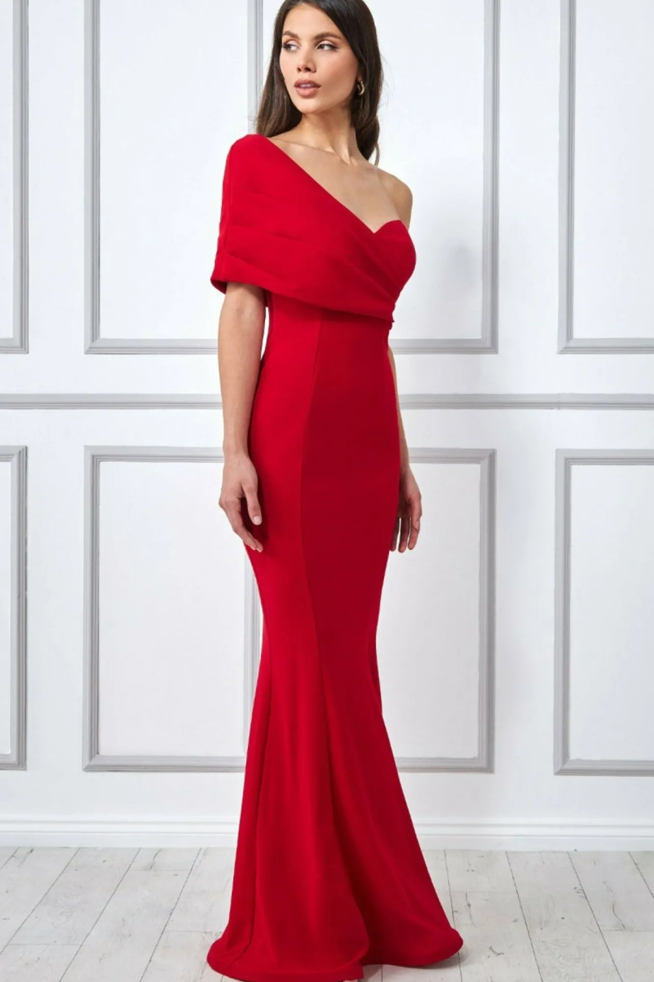Maxi Dresses^* One Shoulder Fan Maxi Dress Red