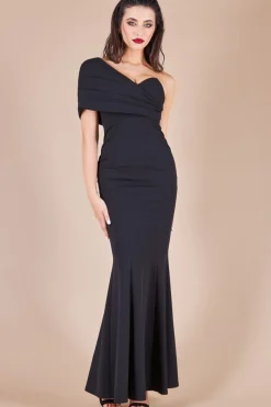 Maxi Dresses^* One Shoulder Fan Maxi Dress Black