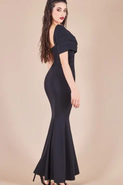 Maxi Dresses^* One Shoulder Fan Maxi Dress Black