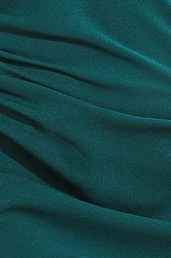 Maxi Dresses^* One Shoulder Front Split Scuba Maxi Green Emerald