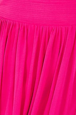 Maxi Dresses^* One Shoulder Pleated Chiffon Scarf Maxi - Hot Pink Hotpink