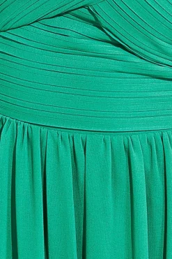Maxi Dresses^* One Shoulder Pleated Chiffon Scarf Maxi Green