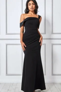 Maxi Dresses^* One Shoulder Satin Band Maxi Dress Black