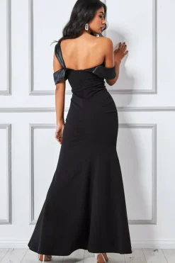 Maxi Dresses^* One Shoulder Satin Band Maxi Dress Black