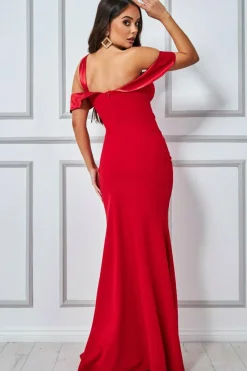 Maxi Dresses^* One Shoulder Satin Band Maxi Dress Red