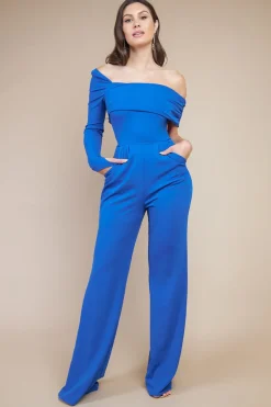 Jumpsuits^* One Shoulder Scuba Jumpsuit - Royal Blue Royalblue