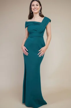 Maxi Dresses^* One Shoulder Scuba Maxi Dress Green Emerald