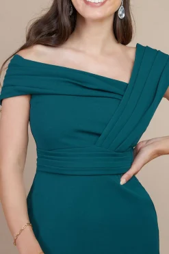 Maxi Dresses^* One Shoulder Scuba Maxi Dress Green Emerald