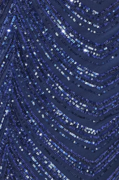Maxi Dresses^* One Shoulder Sequin Maxi Dress Navy