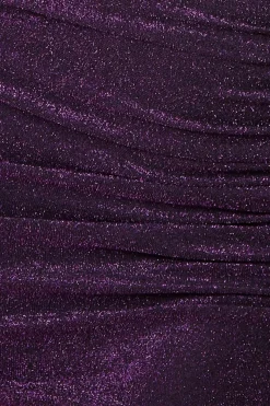 Midi Dresses^* Open Back One Sleeve Lurex Midi Purple