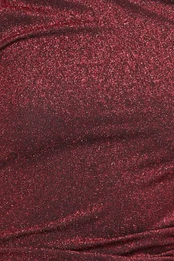 Maxi Dresses^* Open Lurex Back One Sleeve Maxi Dress Red