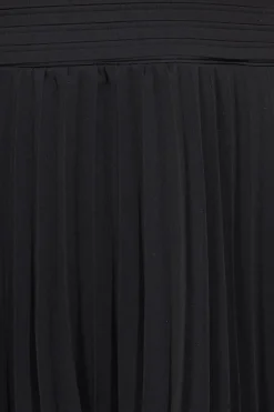 Midi Dresses^* Pleated Bandeau Bodice Chiffon Tiered Midi Black
