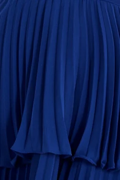 Midi Dresses^* Pleated Bandeau Bodice Chiffon Tiered Midi Navy