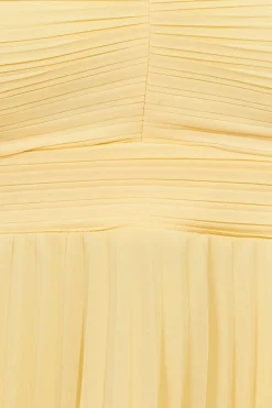 Midi Dresses^* Pleated Bandeau Bodice Chiffon Tiered Midi Yellow