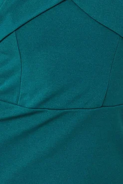 Maxi Dresses^* Pleated Bardot Scuba Maxi Dress Green Emerald