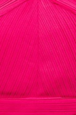 Midi Dresses^* Pleated Bodice Chiffon Tiered Midi Hotpink