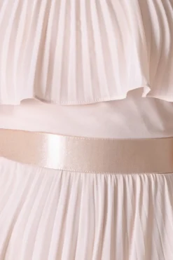 Maxi Dresses^* Pleated Chiffon Off Shoulder Maxi Dress Ivory