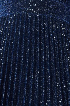 Maxi Dresses^* Plunge Halterneck Sequin Lurex Maxi Navy