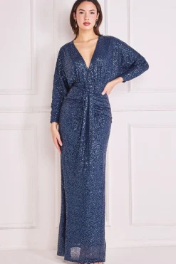 Maxi Dresses^* Plunge V-Neck Sequin Maxi Navy