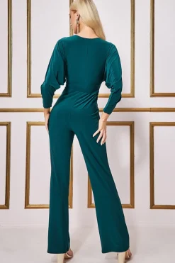 Jumpsuits^* Plunging V-Neck Jumpsuit - Emerald Emerald Green