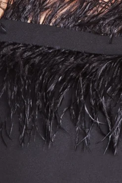 Midi Dresses^* Plus Off The Shoulder Feather Midi Dress Black