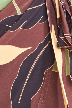 Midi Dresses^* Plus Printed Batwing Wrap Midi Dress Brown