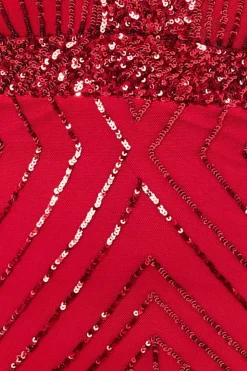 Midi Dresses^* Plus Scalloped Hem Starburst Midi Dress Red
