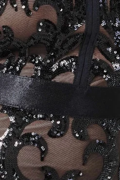 Midi Dresses^* Plus Sequin & Mesh Midi Dress Black