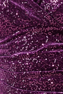 Midi Dresses^* Plus Sequin & Velvet Bardot Midi Purple