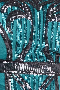 Midi Dresses^* Plus Sequin Mesh V Neck Midi Emerald