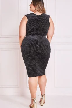 Midi Dresses^* Plus Sparkle Off The Shoulder Midi Black
