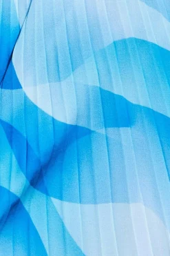 Maxi Dresses^* Printed Chiffon Pleated Maxi Dress Blue