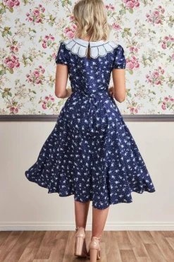 Midi Dresses^* Printed Midi With Front Split Navy