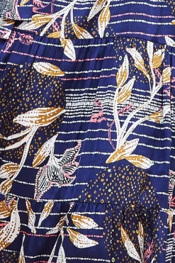 Midi Dresses^* Printed Tiered Shirt Midi Dress Navy