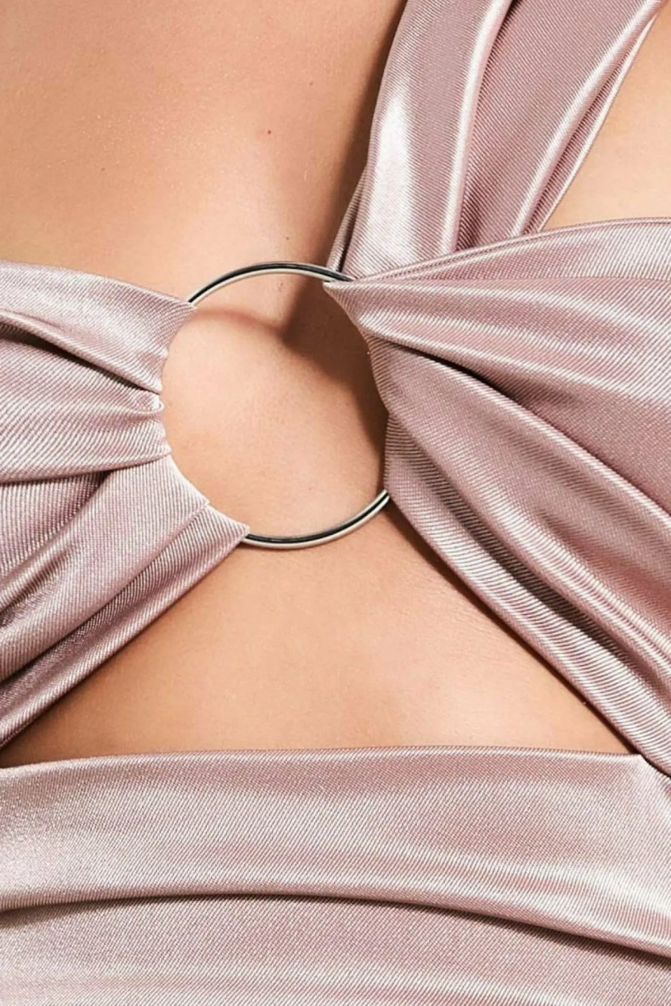 Midi Dresses^* Ring Detail One Shoulder Ruched Midi Champagne