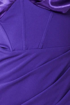 Maxi Dresses^* Satin & Scuba Off The Shoulder Maxi Dress Purple
