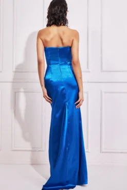 Maxi Dresses^* Satin Bandeau Maxi Dress - Royal Blue Royalblue