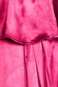 Midi Dresses^* Satin Viscose Front Wrap Midi Burgundy
