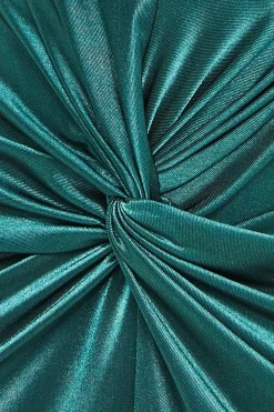 Midi Dresses^* Satin Wrap Knotted Midi Dress Green Emerald