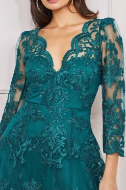 Midi Dresses^* Scalloped Lace Dipped Hem Midi Dress Emerald