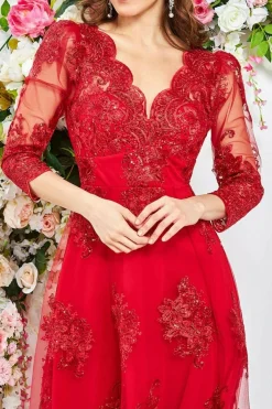 Midi Dresses^* Scalloped Lace High Low Midi Dress Red