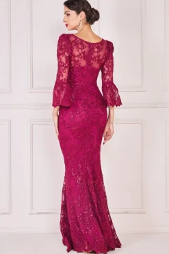 Maxi Dresses^* Scalloped Lace Maxi Dress Burgundy