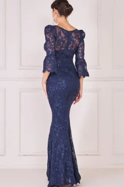 Maxi Dresses^* Scalloped Lace Maxi Dress Navy