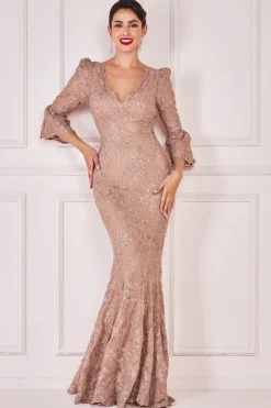 Maxi Dresses^* Scalloped Lace Maxi Dress Champagne