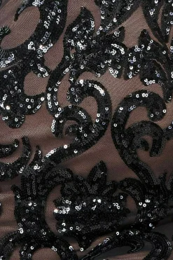 Midi Dresses^* Sequin & Mesh Midi Dress Black