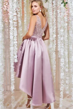Midi Dresses^* Sequin & Satin Dipped Hem Midi Dress Blush