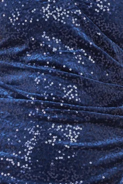Maxi Dresses^* Sequin & Velvet Bardot High Low Maxi Navy