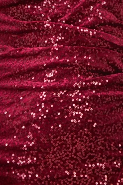 Maxi Dresses^* Sequin & Velvet Bardot High Low Maxi Wine