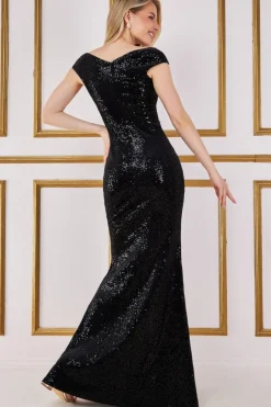 Maxi Dresses^* Sequin & Velvet Bardot Maxi Dress Black